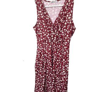 Guberry Womens Wrap Style Dress Red White Yellow Floral Size Medium Sleeveless